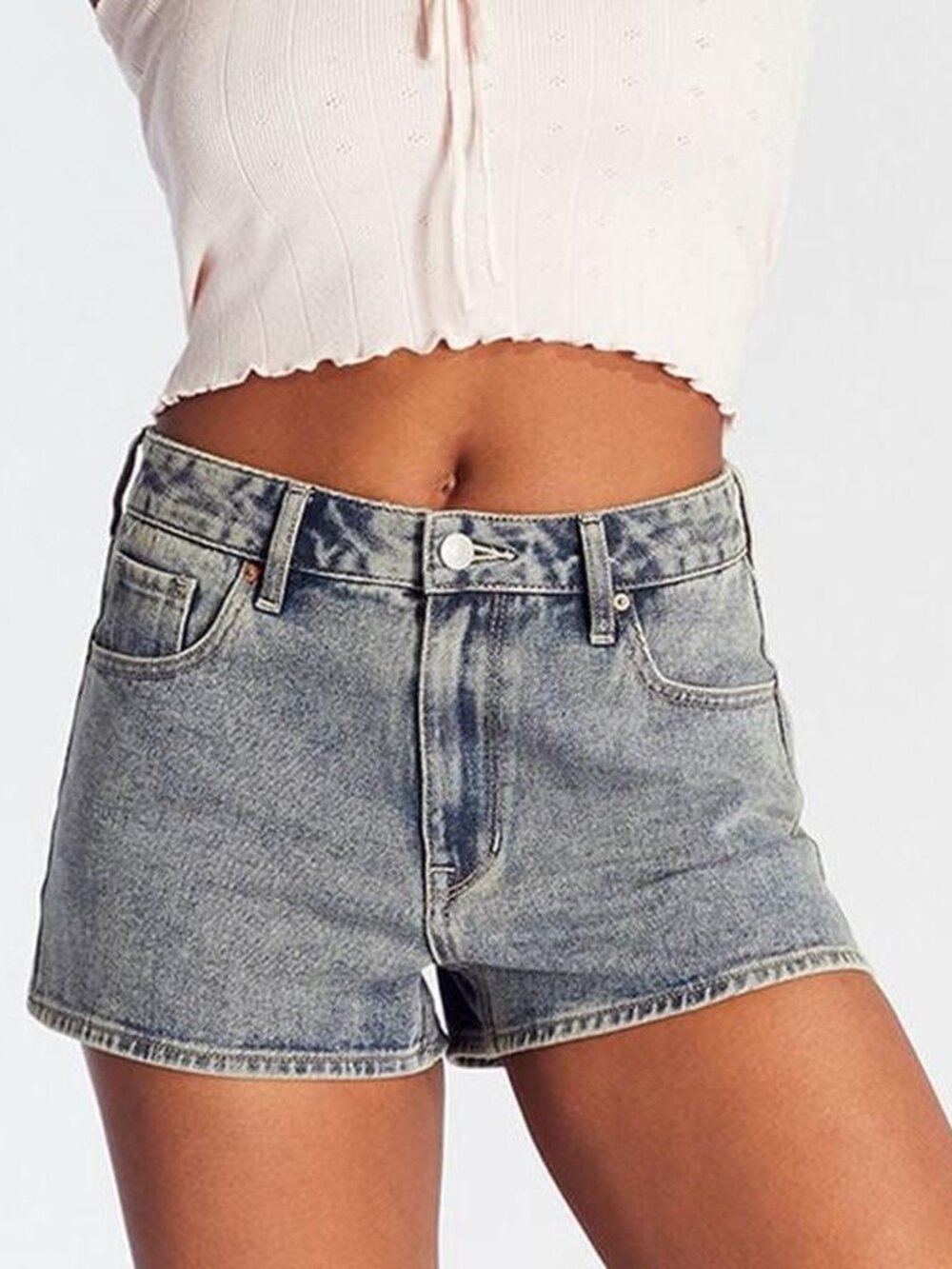 Pacsun Light Wash Zip Fly High Waisted Denim Festival Jean Shorts
